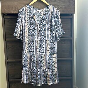 Blue and White Patterned Dress